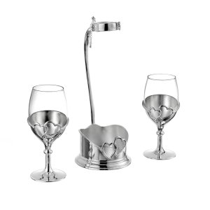 Heart-Shaped Wine Glass and Stand Set