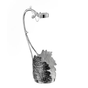 Grape Leaf Detailed Silver Plated Wine Stand