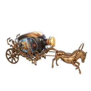 Bronze-Toned Horse-Drawn Chariot Bottle Holder – Antique-Inspired Decorative Piece