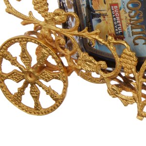 Golden Horse-Drawn Chariot Bottle Holder – Luxurious Decorative Accent
