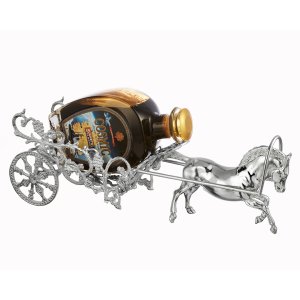 Silver Horse-Drawn Chariot Bottle Holder – Elegant Decorative Display