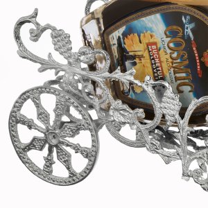 Silver Horse-Drawn Chariot Bottle Holder – Elegant Decorative Display