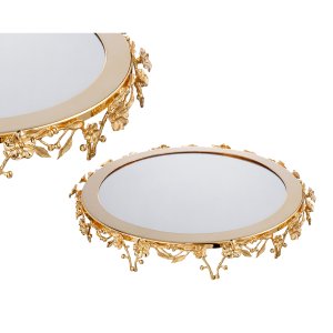 Elegant Gold-Plated Brass Floral Tray