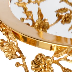 Golden Floral Brass Decorative Tray