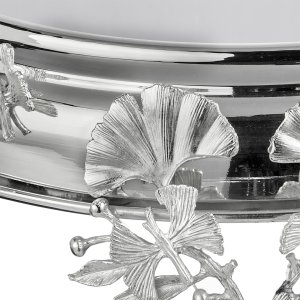 Decorative Silver-Plated Brass Floral Tray