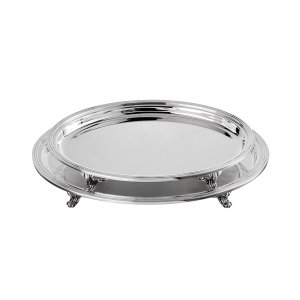 Victoria Oval Tray Set Two-Piece Silver-Plated Brass Oval Tray Collection