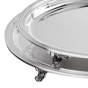 Victoria Oval Tray Set Two-Piece Silver-Plated Brass Oval Tray Collection