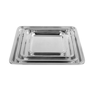 Linea Set – Nested Rectangular Brass Trays with Silver Finish