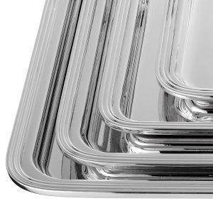 Linea Set – Nested Rectangular Brass Trays with Silver Finish