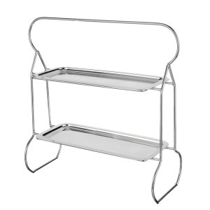 Minimal Double-Tier Silver Serving Stand