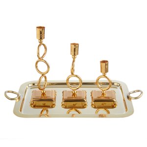 Golden Loop Elegant Candle Holder Set