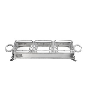 Silver Triple Square Bowl Set with Handles