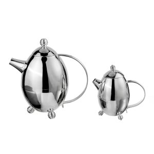 Modern Silver-Plated Teapot and Creamer Set