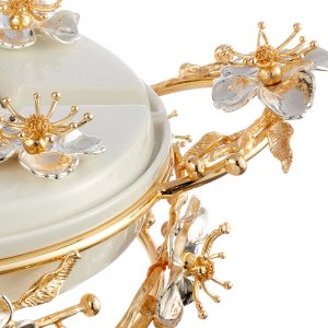 Rotating Porcelain Serving Dish with Floral Details