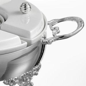 Silver Porcelain Compartment Server