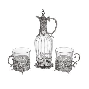 Baroque-Style Handled Silver Carafe Set