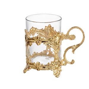 Vintage-Inspired Gold Glass Mug Holder