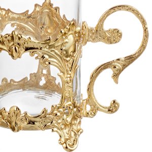 Vintage-Inspired Gold Glass Mug Holder