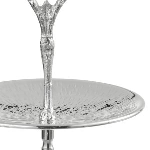 Textured Two-Tier Silver-Plated Dessert Stand