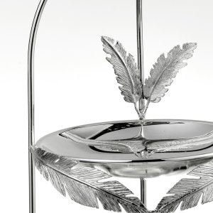 Equestrian Feather Two-Tier Silver Stand