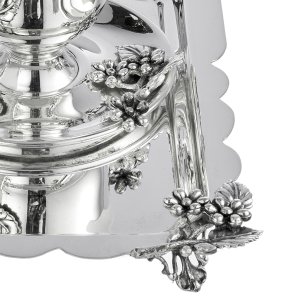 Silver-Plated Coffee Cup Serving Set with Botanical Motifs