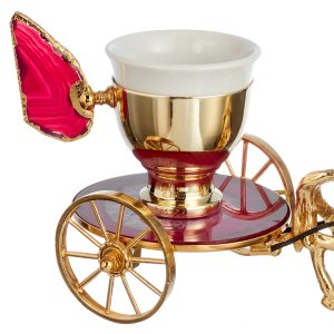 Gold-Tone Coffee Cup in Horse-Drawn Carriage Design – Regal Fantasy in Silver-Plated Brass