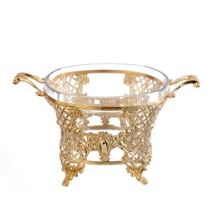 Baroque Gold-Plated Basket with Glass Bowl