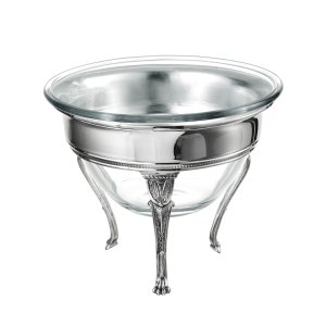 Glass Bowl with Silver Tripod Stand