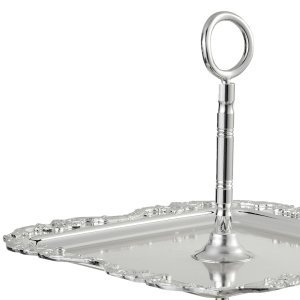 Two-Tier Brass Serving Stand with Silver Plating