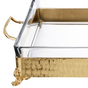 Gold Rectangular Glass Serving Tray