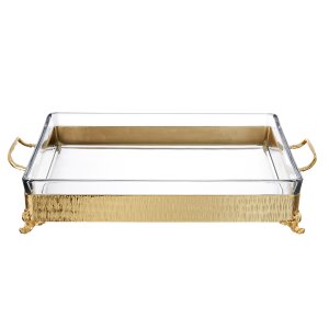 Gold Rectangular Glass Serving Tray