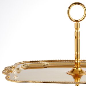 Two-Tier Brass Serving Stand with Gold Plating