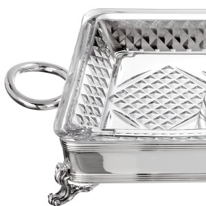 Silver Rectangular Divided Serving Dish (Round Handles)