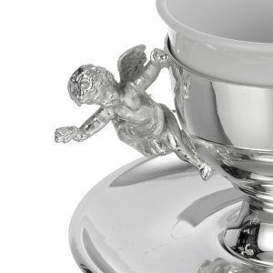 Silver-Plated Brass Coffee Cup with Cherub Detail – Artistic Baroque Elegance