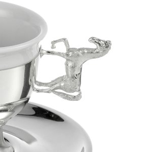 Silver-Plated Coffee Cup with Horse Handle – Artistic Equine Elegance in Brass