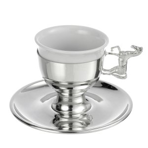 Silver-Plated Coffee Cup with Horse Handle – Artistic Equine Elegance in Brass