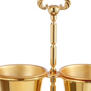 Luxury Gold-Plated Double Cup Cutlery Holder