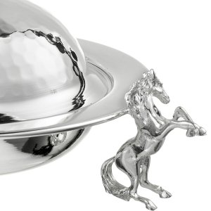 Majestic Horse Silver-Plated Covered Bowl
