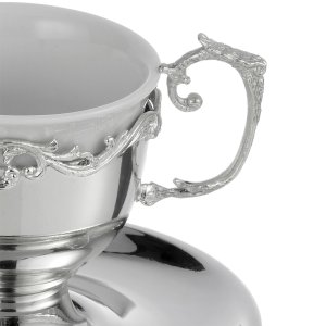 Silver-Plated Coffee Cup with Baroque Scroll Detailing – Refined Vintage Charm in Brass