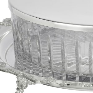 Silver-Plated Crystal Covered Bowl with Tray