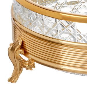Golden Crystal Bowl with Diamond Cut Pattern