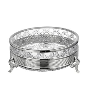 Silver Crystal Bowl with Diamond Cut Pattern