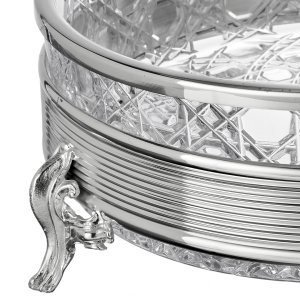 Silver Crystal Bowl with Diamond Cut Pattern