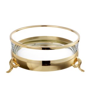 Crystal & Gold Round Serving Bowl