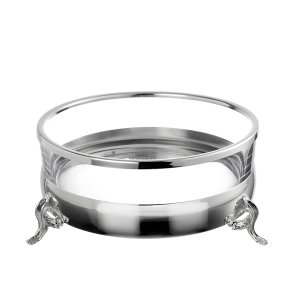 Silver-Rimmed Round Glass Casserole Stand