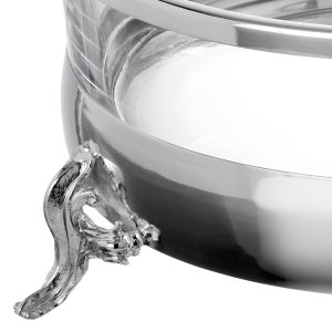 Silver-Rimmed Round Glass Casserole Stand