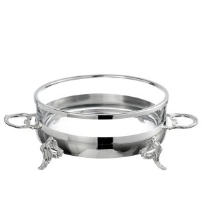 Silver Handled Round Glass Server