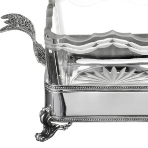 Swan Crest – Silver Handle Crystal Sugar Bowl
