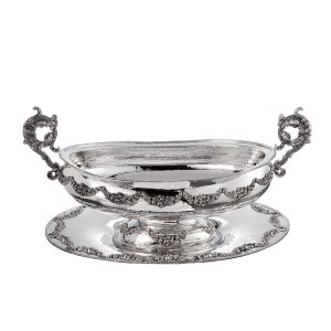 Baroque Silver-Plated Sauce Boat with Ornate Handles
