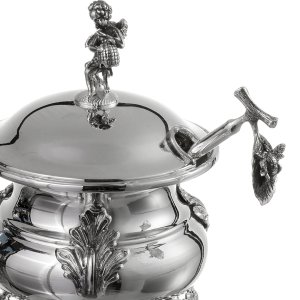 Silver-Plated Ornate Sugar Bowl with Cherub Handle